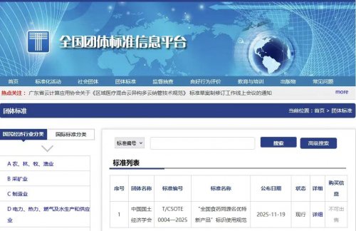 《“全国食药同源名优特新产品”标识使用规范》团体标准正式发布实施，团标正式开通申报！