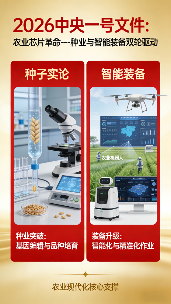 种业振兴 + 增收新政！2026 一号文件定调：端牢中国饭碗，让农民腰包更鼓！